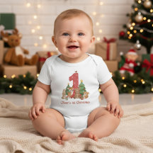Cute Woodland Animals Baby First Christmas Red 1