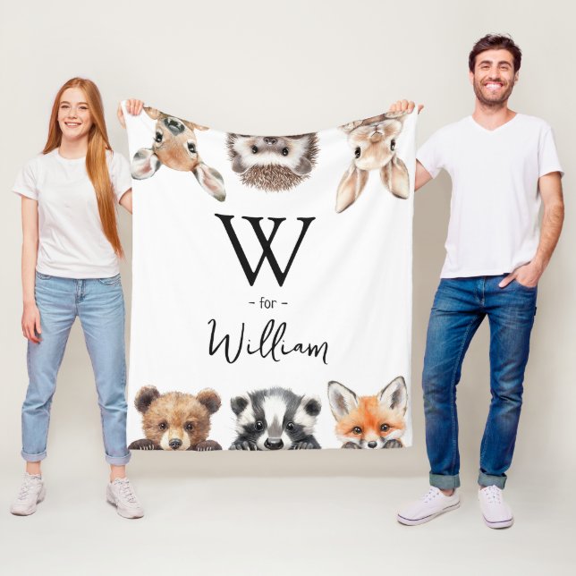 Cute Woodland Animals Baby Nursery Room Fleece Blanket (In Situ)