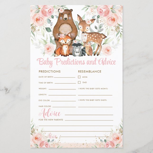 Cute Woodland Animals Baby Predictions & Advice (Front)