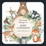Cute Woodland Animals Baby Shower Bookplate Labels<br><div class="desc">This whimsical design features rustic watercolor botanical greenery and adorable woodland animals</div>