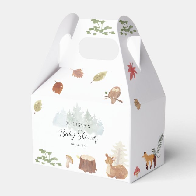Cute Woodland Animals Baby Shower Favour Box (Front Side)