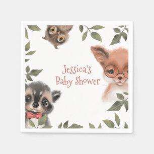 Cute Woodland Animals Baby Shower for Boy Napkin