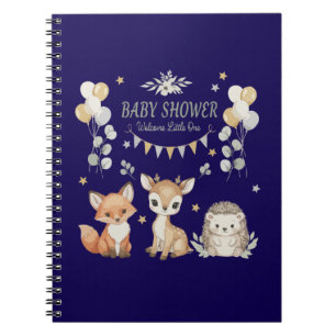 Cute Woodland Animals Baby Shower   Fox, Deer  Notebook