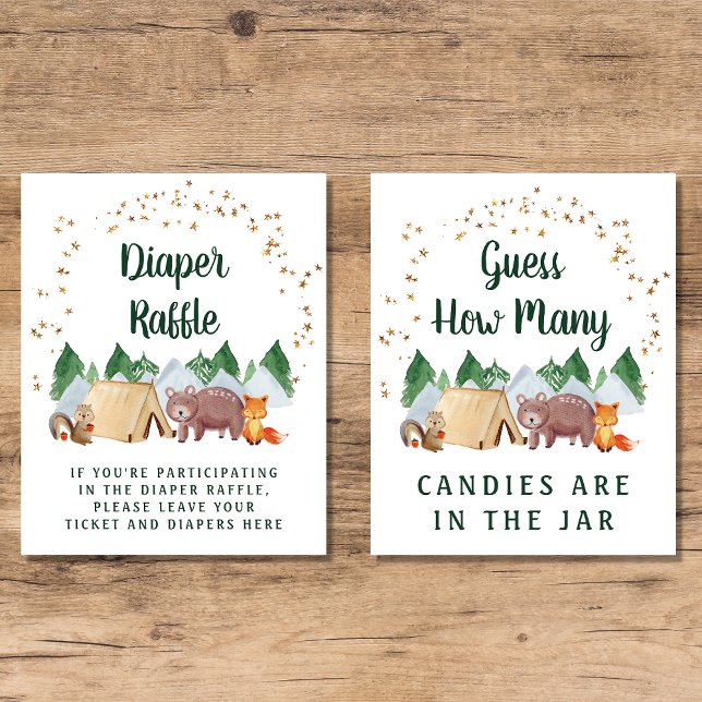 Cute Woodland Animals Baby Shower Games Poster Set (Creator Uploaded)