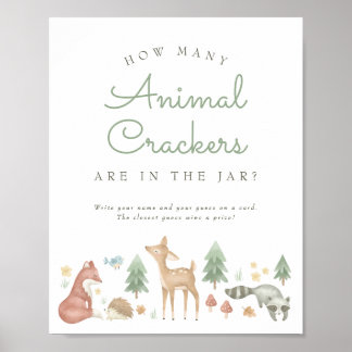 Cute Woodland Animals Baby Shower Guessing Game Poster