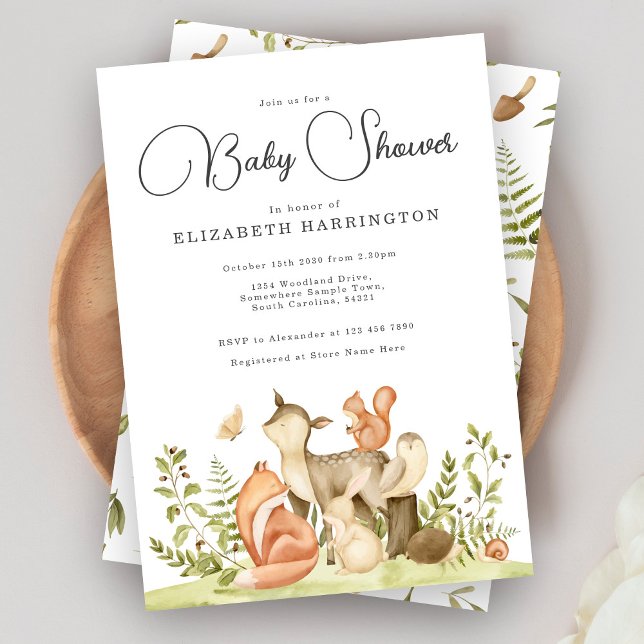 Cute Woodland Animals Baby Shower Invitation (Creator Uploaded)