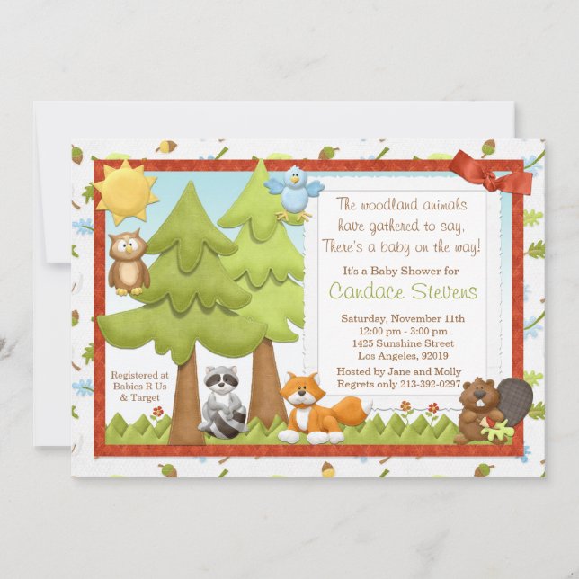 Cute Woodland Animals Baby Shower Invitation (Front)