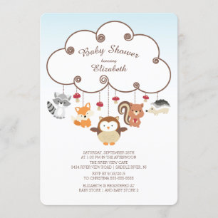 Cute Woodland Animals Baby Shower Invitations