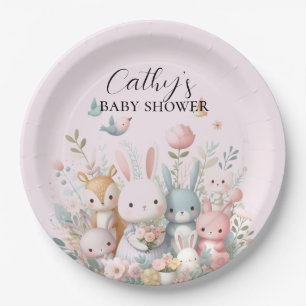 Cute  Woodland Animals Baby Shower Paper Plate