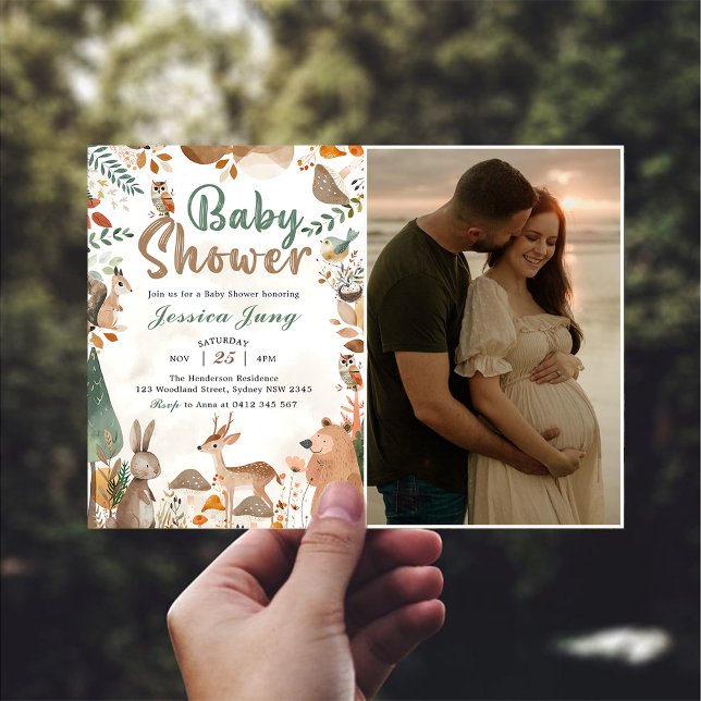 Cute Woodland Animals  Baby Shower Party Photo  Invitation (Creator Uploaded)