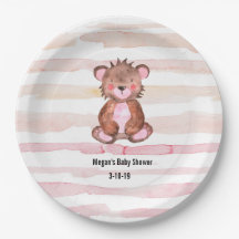 Cute Woodland Animals Baby Shower Party Plates