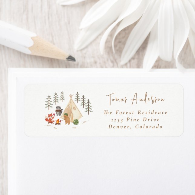 Cute Woodland Animals Baby Shower Return Address  (Insitu)
