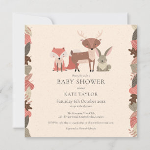 Cute Woodland Animals Baby Shower Sprinkle Invitation
