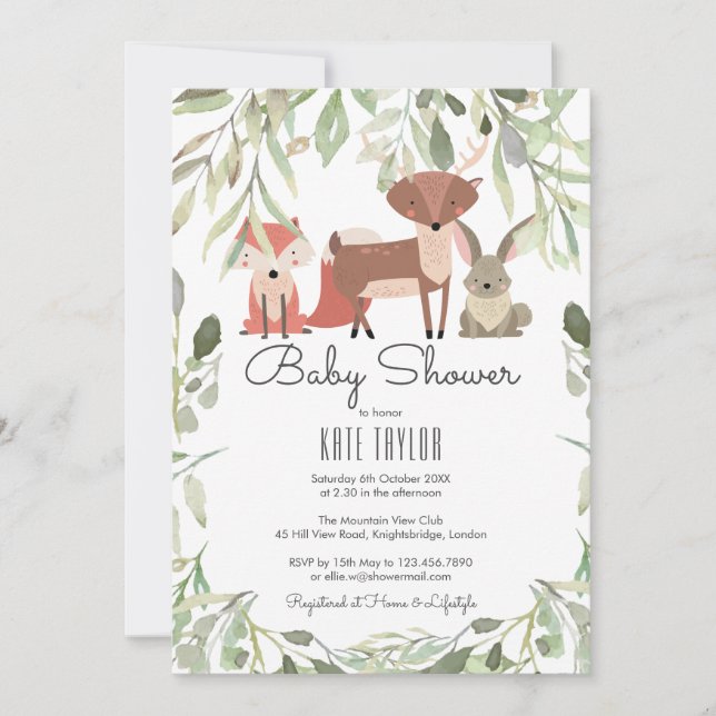 Cute Woodland Animals Baby Shower Sprinkle Invitation (Front)