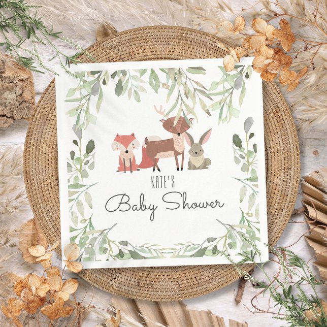 Cute Woodland Animals Baby Shower Sprinkle Napkin (Cute Woodland Animals Baby Shower Sprinkle Napkins)