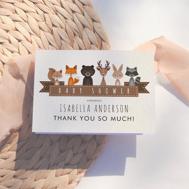 Cute Woodland Animals Baby Shower | Thank You Card (Creator Uploaded)