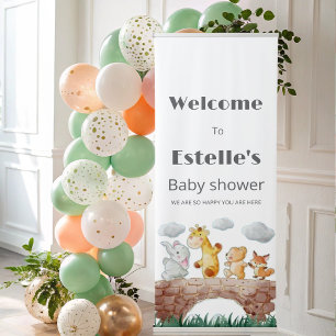 Cute Woodland Animals Baby Shower welcome  Retractable Banner