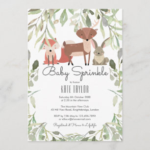 Cute Woodland Animals Baby Sprinkle / Shower Invitation