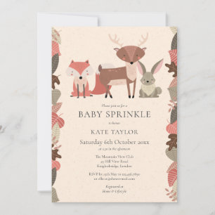 Cute Woodland Animals Baby Sprinkle Shower Invitation
