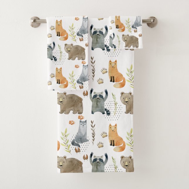 Cute Woodland Animals  Bath Towel Set (Insitu)