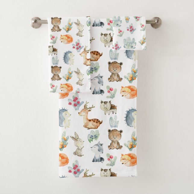 Cute Woodland Animals  Bath Towel Set (Insitu)