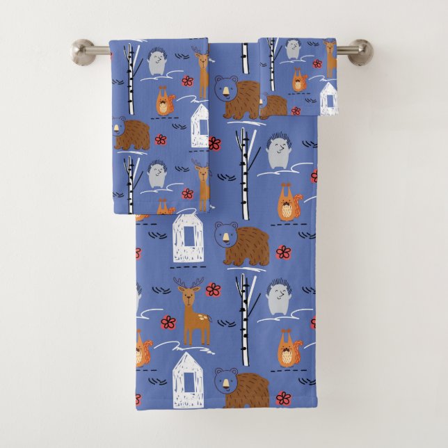 Cute Woodland Animals  Bath Towel Set (Insitu)