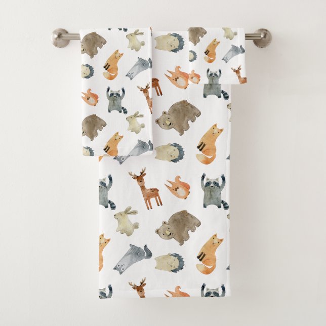 Cute Woodland Animals  Bath Towel Set (Insitu)