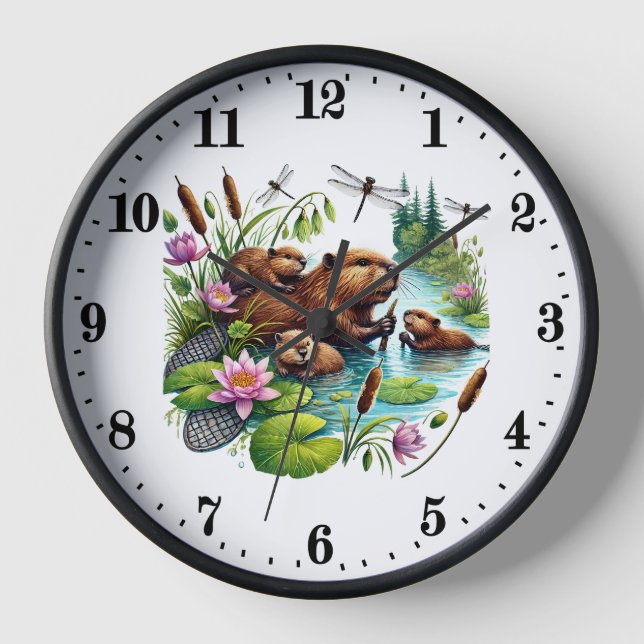 Cute woodland animals beaver lovers clock (Front)