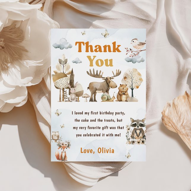 Cute Woodland Animals Birthday Thank You Card (Creator Uploaded)
