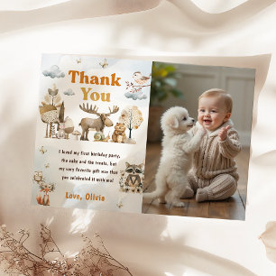 Cute Woodland Animals Birthday Thank You Card