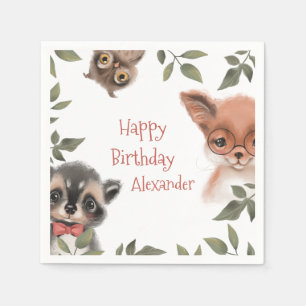 Cute Woodland Animals Children's Birthday Party Napkin