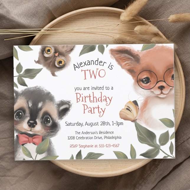 Cute Woodland Animals Child's Birthday Party Invitation (Creator Uploaded)