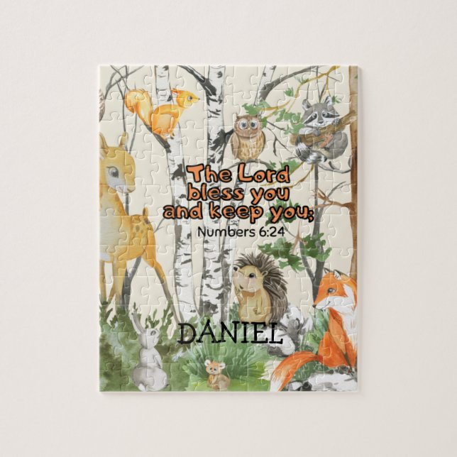 Cute Woodland Animals Christian Scripture Kid Gift Jigsaw Puzzle (Vertical)