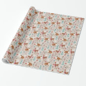 Cute Woodland Animals Christmas Holiday Wrapping Paper (Unrolled)