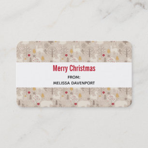 Cute Woodland Animals Christmas Pattern Business Card