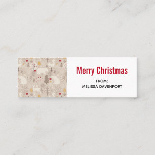 Cute Woodland Animals Christmas Pattern Mini Business Card