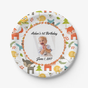 Cute Woodland Animals Custom Photo Party Plates