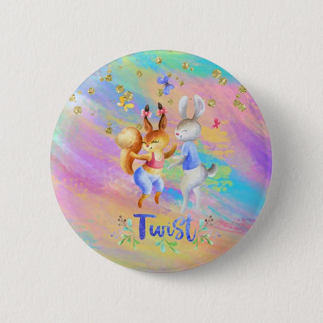 Cute Woodland Animals Dance Marathon Party 6 Cm Round Badge (Front)