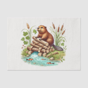 Cute woodland animals decoupage beaver tissue paper