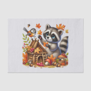 Cute woodland animals decoupage Fall racoon Tissue Paper