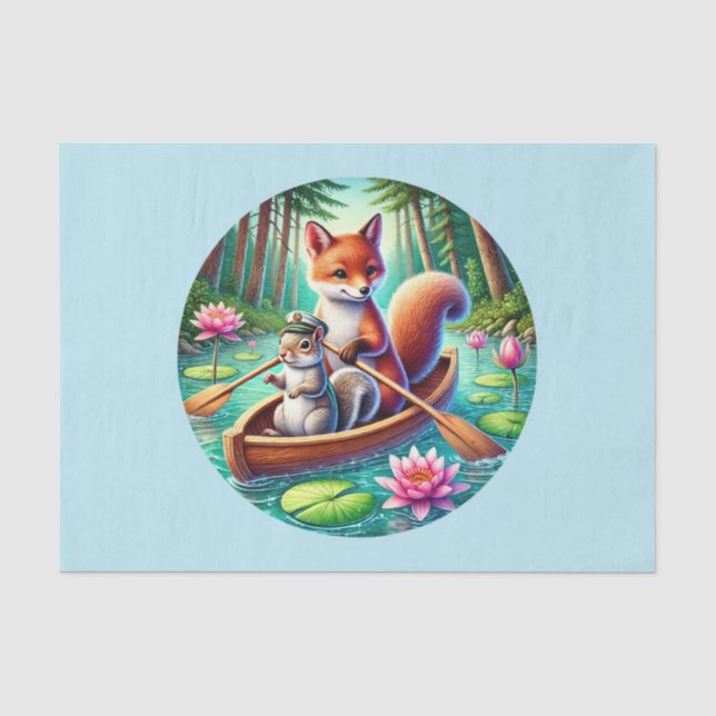 Cute woodland animals decoupage fox squirrel tissue paper (Front)