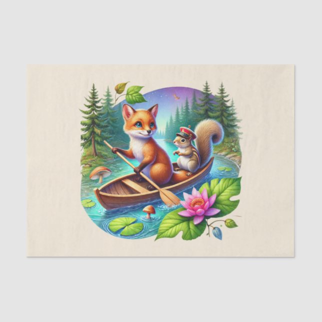 Cute woodland animals decoupage fox squirrel tissue paper (Front)