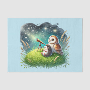 Cute woodland animals decoupage owl hedgehog tissue paper