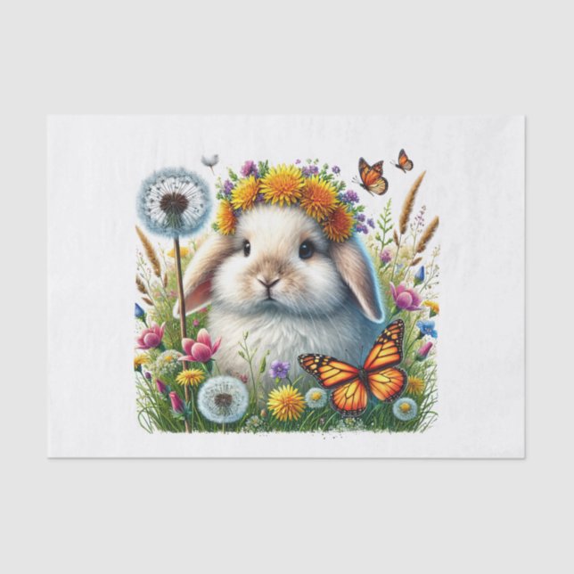 Cute woodland animals decoupage rabbit tissue paper (Front)
