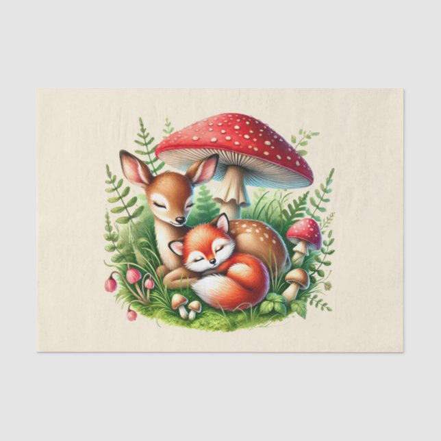 Cute woodland animals deer fox tissue paper (Front)