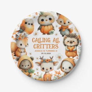 Cute Woodland Animals Festive Autumn Kids Birthday Paper Plate