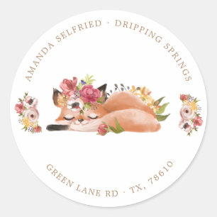 Cute Woodland Animals Floral Baby Shower Classic Round Sticker