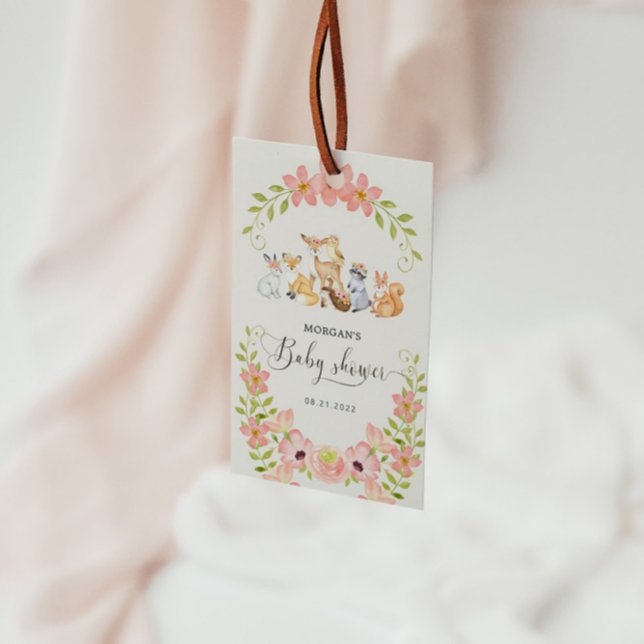 Cute Woodland Animals Floral Baby Shower Gift Tags (Creator Uploaded)