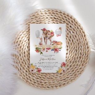 Cute Woodland Animals Floral Virtual Baby Shower  Invitation