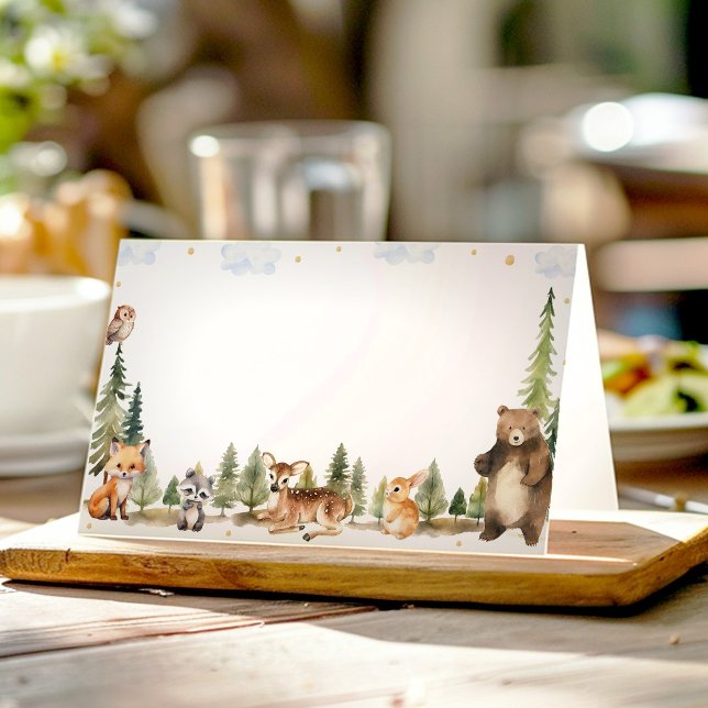 Cute Woodland Animals Food Tent Place Card (Creator Uploaded)